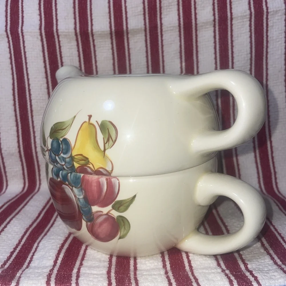 HOME AROUND THE ORCHARD STACKABLE‎ CERAMIC TEAPOT & CUP